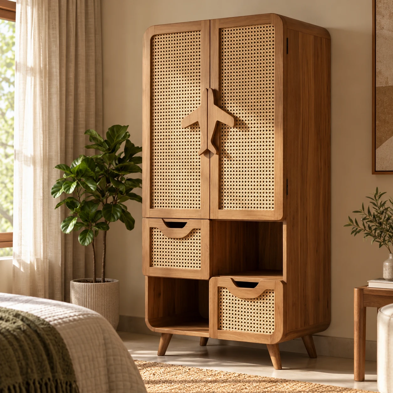 Adonis 3-Door Sliding Wardrobe styled in a room