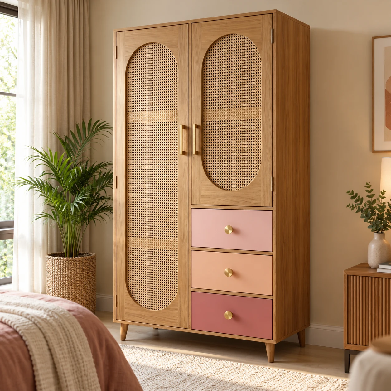 Belfast 4-Door Modular Wardrobe styled in a room