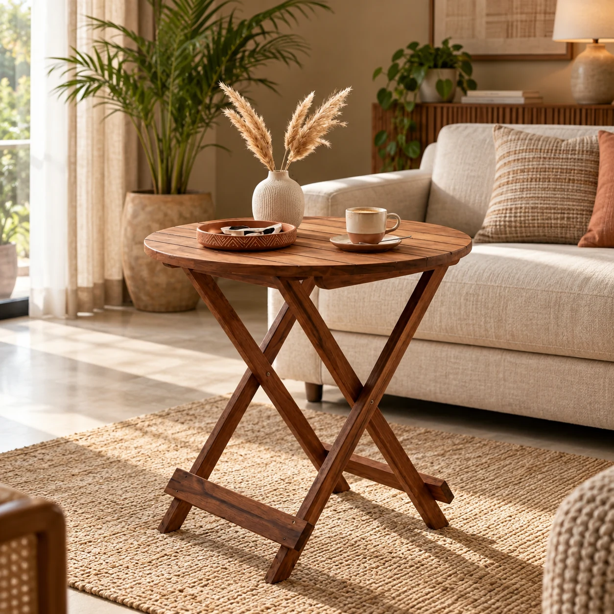 Bordeaux Dual Nested Coffee Table styled in a room