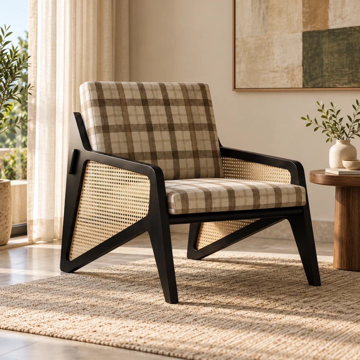 Haven Mid-Century Wooden Armchair styled in a room