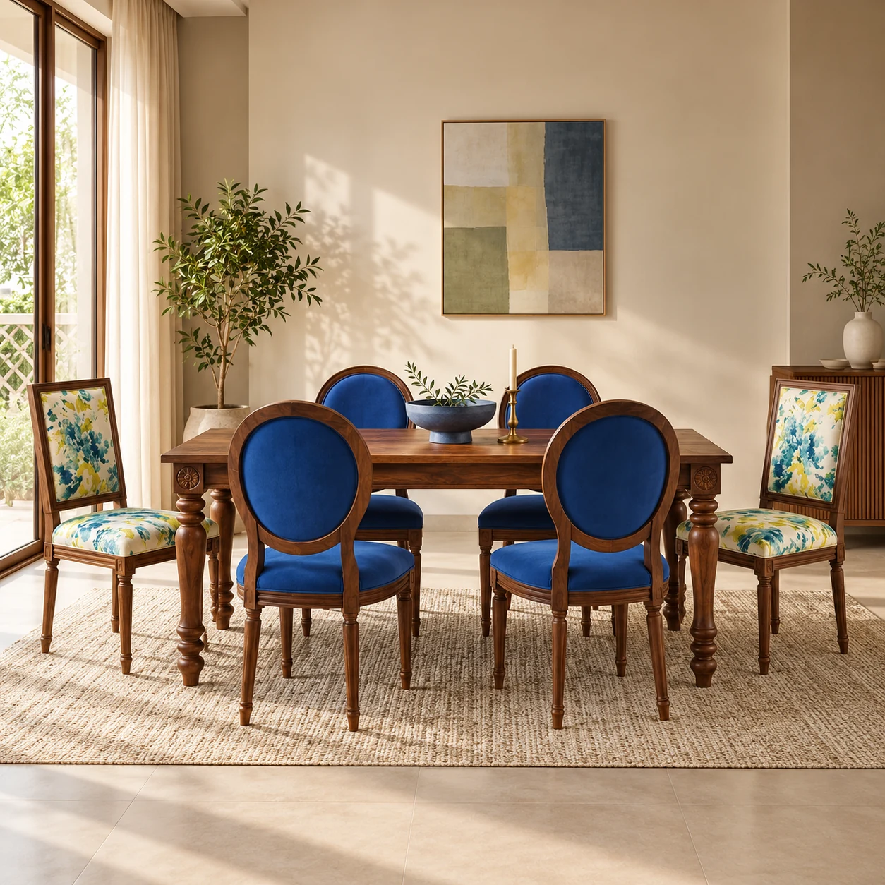 Valencia 6-Seater Modern Dining Set styled in a room